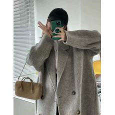 批发双面羊绒大衣女中<b class='q'>长款</b>过膝宽松韩系高端毛呢外套西装羊毛呢外套