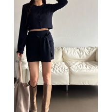 批发韩系休闲系扣口袋开衫＋<b class='q'>不规则</b><b class='q'>半身裙</b>套装