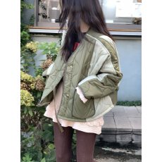 批发韩系冬季复古花纹撞色拼接短外套