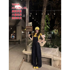 君君布兰妮 老友记/时髦率性车明线原牛仔工装背带裤宽松阔腿裤