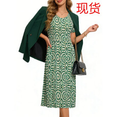 批发三宅褶皱2026夏季新款大码阔太太宽松复古印花气质显瘦A字<b class='q'>连衣裙</b>