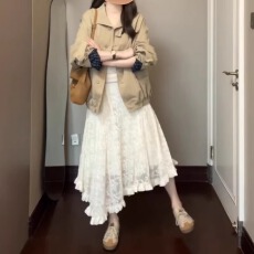 批发不规则蕾丝拼接半身裙 大码胖mm显瘦伯克利蛋糕长裙