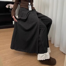 批发深灰色花边裙<b class='q'>裤</b> 女秋季大码胖mm显瘦a字糯米休闲<b class='q'>裤</b>裙