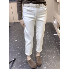 批发精品牛仔秋季新款时尚<b class='q'>牛仔裤</b>大码显瘦遮肉加绒八分直筒牛仔烟管裤