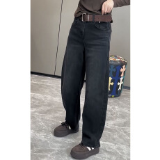 批发精品牛仔秋季新款弯刀牛仔大码显瘦直筒拖地裤遮肉时尚减龄阔腿裤