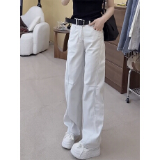 批发精品牛仔秋冬新款加绒加厚牛仔大码显瘦直筒拖地裤遮肉减龄阔腿裤