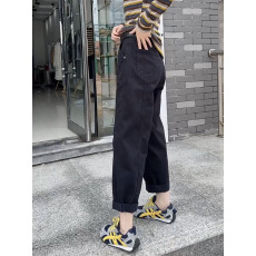 批发精品牛仔秋季九分黑色牛仔裤女显瘦遮肉<b class='q'>哈伦裤</b>大码遮肉洋气老爹裤