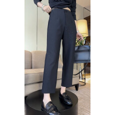 批发秋季新款时尚休闲裤女2025大码宽松显瘦遮肉设计感九分直筒休闲裤