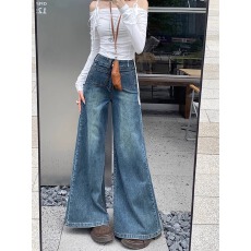 批发微喇牛仔裤女2025<b class='q'>秋</b>季新款高腰大码不贴腿胖mm梨形身材显瘦喇叭裤