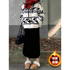 批发灯芯绒半身裙 <b class='q'>冬</b>长款a字裙大码胖mm显瘦遮肚加绒裙子