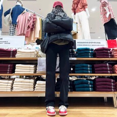 批发黑色复古蓝直筒牛仔裤女夏季2025新款高腰显瘦弹力烟管裤KX