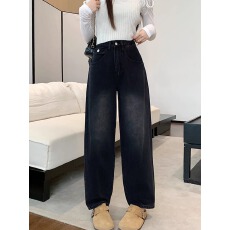 批发黑色牛仔裤女<b class='q'>春</b>秋新款高腰胖mm锥形萝卜裤大码弯刀老爹裤KX