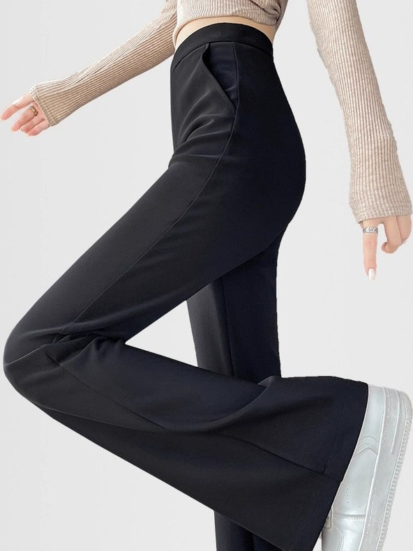 Winter and Autumn Plush Wool Blazer Wide Leg Pants for Women Plus Size Fat Sisters Pear Shape Body Slimming Casual Pants KX