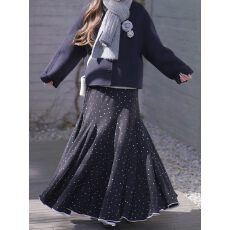 批发黑色波点鱼尾<b class='q'>长裙</b> 大码梨形伯克利裙子秋冬漂亮半裙