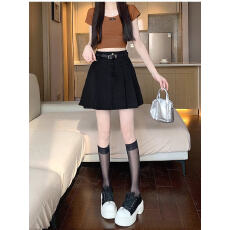 批发2026新款<b class='q'>夏</b>季薄款高腰显瘦百褶防走光牛仔A字半身裙短裙