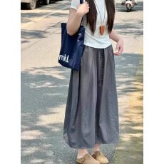 批发浅卡其南瓜裙 <b class='q'>夏</b>薄款工装半身裙大码胖mm显瘦灯笼裙