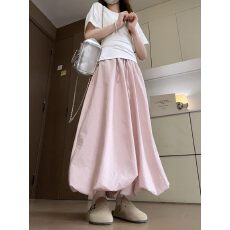 批发粉色花苞裤裙 大码胖mm显瘦半身裙裤阔腿休闲灯笼裤