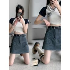 批发2026新款半身裙夏季裤裙子套装女款爆款高腰感A字半身裙子KX