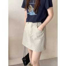 批发大码牛仔半身裙女春夏a字裙短裙显瘦高腰百搭遮胯半裙KX