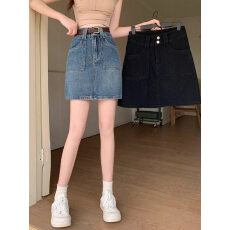 批发高腰包臀牛仔短裙夏季新款装胖mm显瘦显高休闲百搭一步裙KX