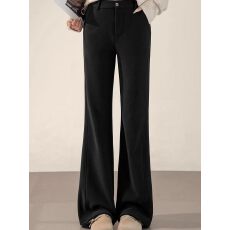 批发大码黑色微喇时尚西装裤女显瘦高腰弹力休闲裤喇叭裤KX