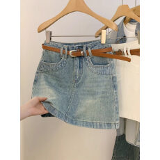 批发弹力<b class='q'>牛仔</b><b class='q'>包臀裙</b>女夏季新款短裙A字高腰显瘦百搭短裙KX
