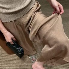 批发大码老钱风阔腿裤女胖妹妹直筒百搭夏季薄款松弛感休闲裤KX