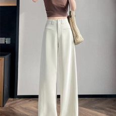 批发大码时尚西装裤女胖妹妹高腰显瘦宽松休闲直筒阔腿裤KX