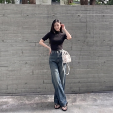 批发天丝阔腿牛仔裤女2026年夏季高腰显瘦宽松胖mm九分梨形身材直筒裤
