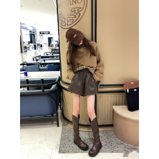 批发休闲PU阔腿裤<b class='q'>短裤</b>