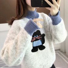 批发12岁<b class='q'>女</b><b class='q'>童</b><b class='q'>毛衣</b><b class='q'>冬季</b>加绒加厚拼接<b class='q'>女</b><b class='q'>大</b><b class='q'>童</b>刺绣小学生胖<b class='q'>女</b>孩打底内搭