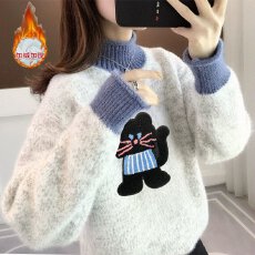 批发12岁<b class='q'>女</b><b class='q'>童</b><b class='q'>毛衣</b><b class='q'>冬季</b>加绒加厚拼接<b class='q'>女</b><b class='q'>大</b><b class='q'>童</b>刺绣小学生胖<b class='q'>女</b>孩打底内搭