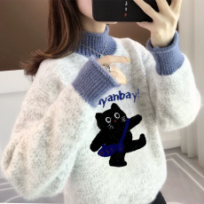 批发12岁<b class='q'>女</b><b class='q'>童</b><b class='q'>毛衣</b><b class='q'>冬季</b>加绒加厚拼接<b class='q'>女</b><b class='q'>大</b><b class='q'>童</b>刺绣小学生胖<b class='q'>女</b>孩打底内搭