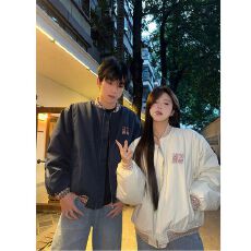 批发提花夹克男女美式冬季复古设计棒球拼接宽松<b class='q'>情侣</b><b class='q'>棉服</b>款