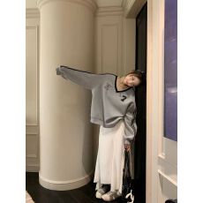 批发<b class='q'>韩国</b>外贸新款 华棉复合印花V领长袖卫衣女<b class='q'>蕾丝</b>拼接宽松上衣潮