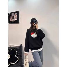 批发<b class='q'>韩国</b>外贸新款  纯棉华棉复合 加绒<b class='q'>蕾丝</b>贴布绣卫衣女宽松百搭上衣