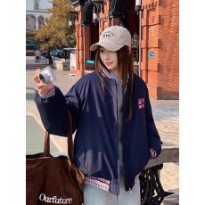 冬季新款提花夹克男女美式冬季复古设计棒球拼接宽松情侣棉服