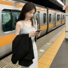 批发92棉/8氨纶40支210g纯棉 灰色背心连衣裙女夏季