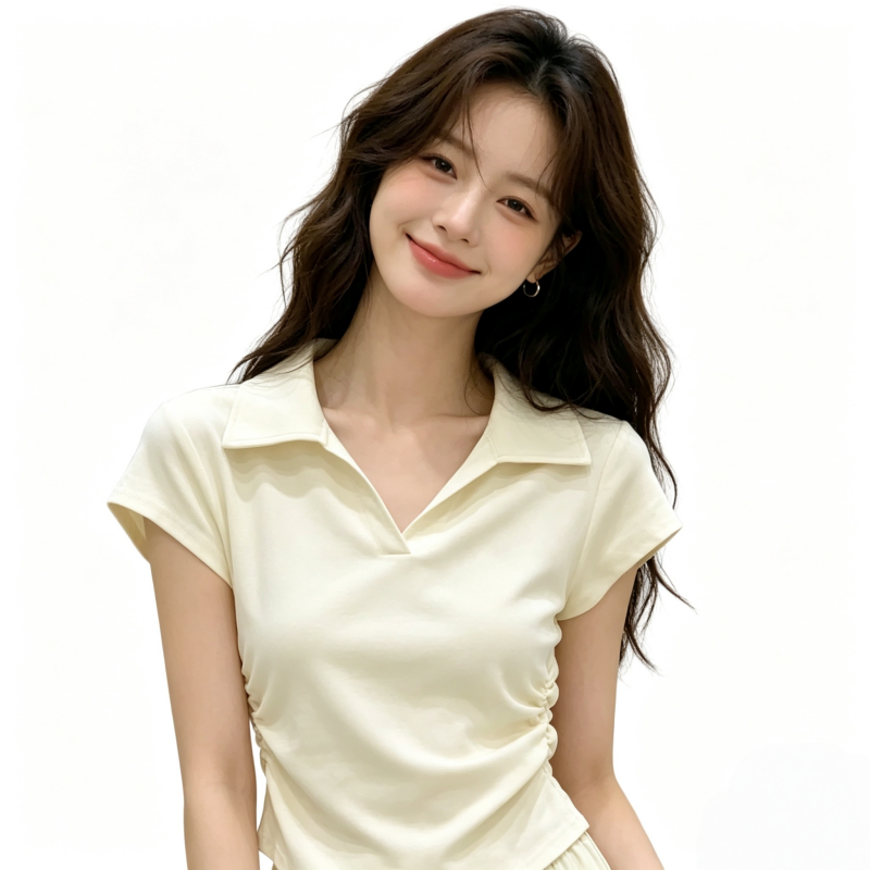 단색 쇼트 스타일 POLO 셔츠 반팔 여름 새로운 몸매 가꾸기 슬림해 보이는 맨위 한국 스타일 폴로 칼라 미니멀리즘 착용 가져 가라.