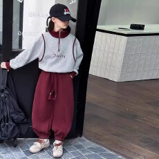 批发华棉复牛奶丝女童春秋休闲套装韩版<b class='q'>新款</b>中大童洋气秋装卫衣两件套