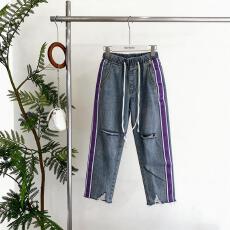 批发新款毛边破洞<b class='q'>牛仔</b>裤女宽松高腰<b class='q'>哈伦裤</b>超火的直筒九分裤