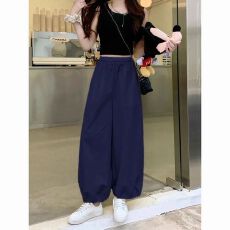 批发防晒速干<b class='q'>哈伦裤</b>子女夏季薄款宽松显瘦垂感大码休闲直筒九分运动裤