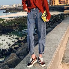 批发纯棉官图<b class='q'>牛仔</b><b class='q'>裤</b>女宽松大码九分<b class='q'>裤</b>松紧腰哈伦<b class='q'>裤</b><b class='q'>垮</b><b class='q'>裤</b>萝卜<b class='q'>裤</b>