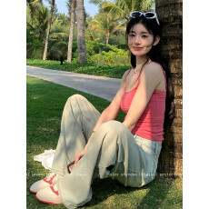 批发有胸垫一字吊带背心女款修身弹性贴身棉质内搭外穿通勤纯色背心
