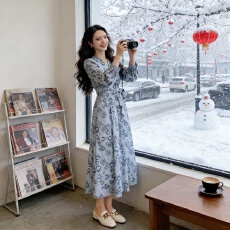 批发<b class='q'>连衣裙</b>宽松修身大裙摆波西米亚大码显瘦<b class='q'>开叉</b>新品新款辣妹跨境长袖