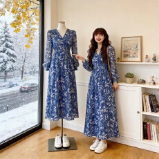 批发性感辣妈气质休闲新品少妇法式长<b class='q'>裙</b><b class='q'>欧美</b>连衣<b class='q'>裙</b>新款韩版雪纺显瘦