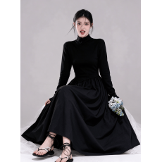 批发<b class='q'>大码</b><b class='q'>女</b>装韩版胖MM修身显瘦纯色<b class='q'>连衣裙</b>春秋新款气质减龄拼接长裙子