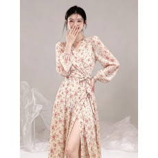 批发性感欧美休闲连衣裙显瘦新款长裙新品韩版法式雪纺辣妈气质少妇
