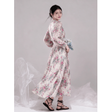 批发长款秋冬季长袖中长妈妈装新品<b class='q'>韩版</b>辣妈碎花新款<b class='q'>雪纺</b>连衣裙气质
