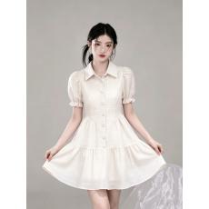 批发纯欲<b class='q'>衬衫</b>连衣裙<b class='q'>女</b>设计感小众夏季2026新款辣妹泡泡袖小个子短裙子